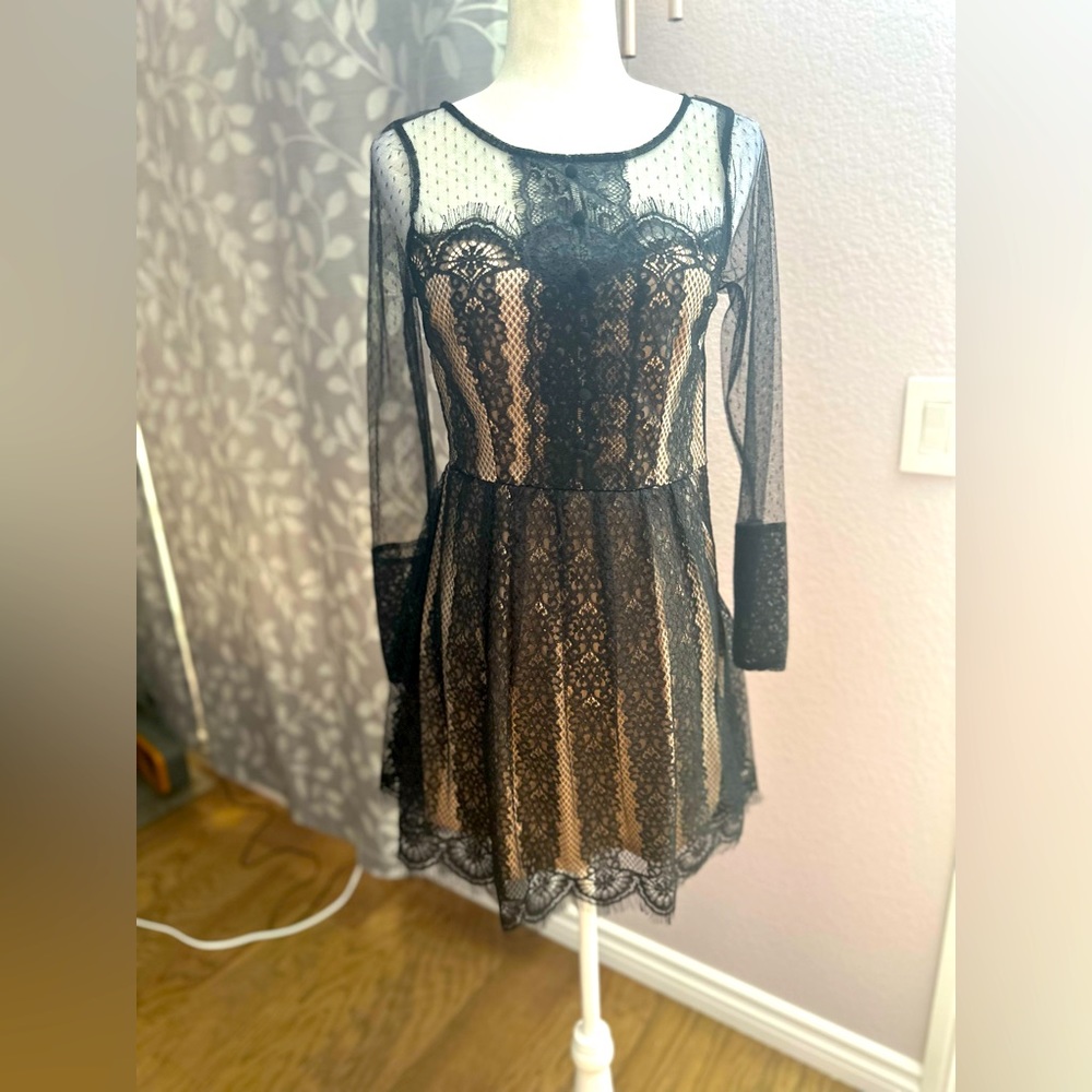 Black, long sleeve lace dress size medium